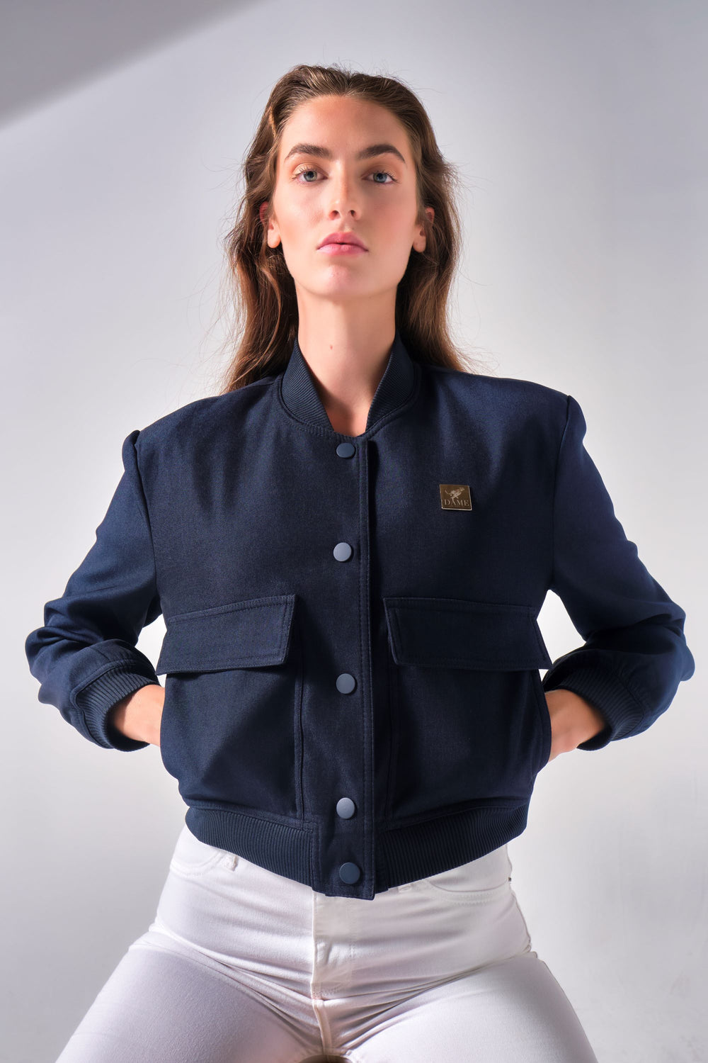 Cropped Bomber Jacket - Dame Blue
